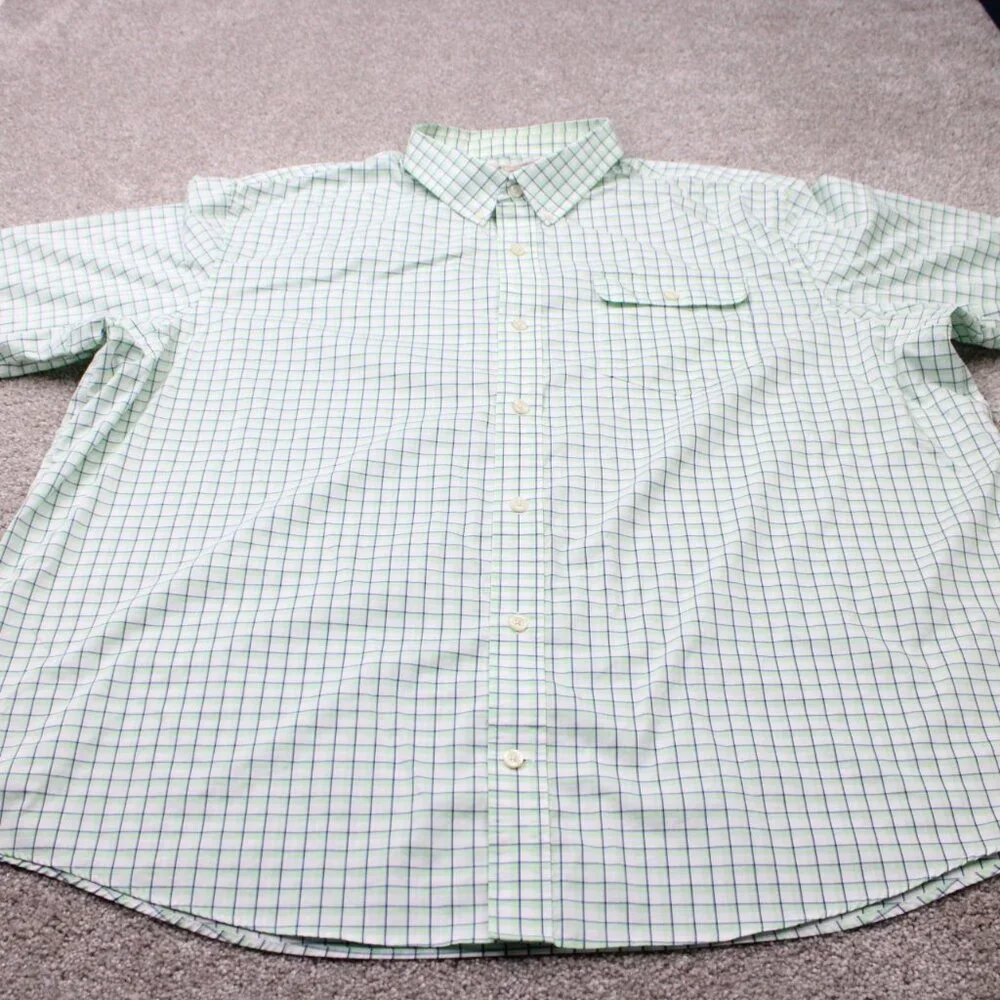 Duluth Shirt Mens 3XL XXXL Green COOLMAX Wrinklefighter Short Sleeve Button Down - Picture 3 of 13